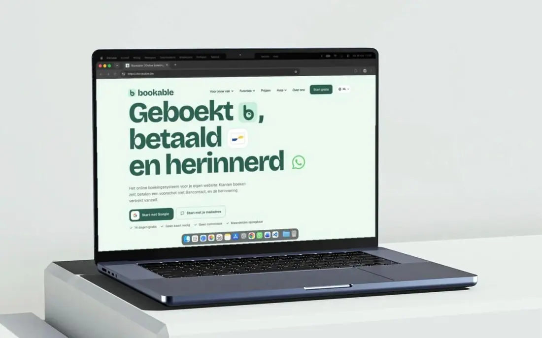 Website van Bookable op een laptop