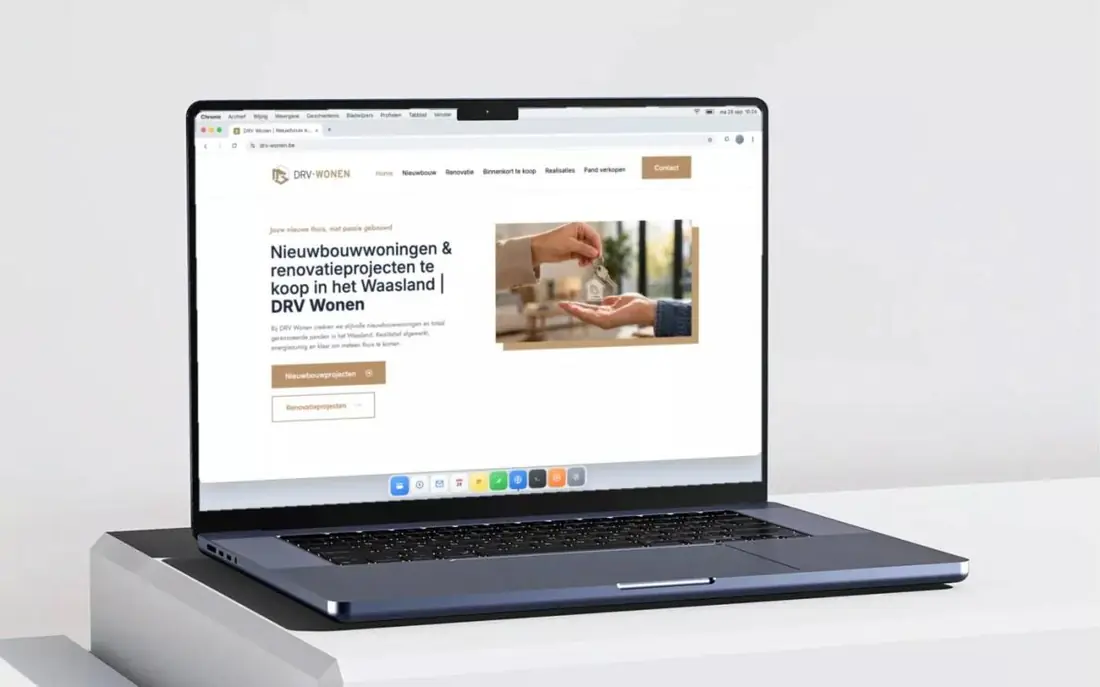Website van DRV Wonen op een laptop